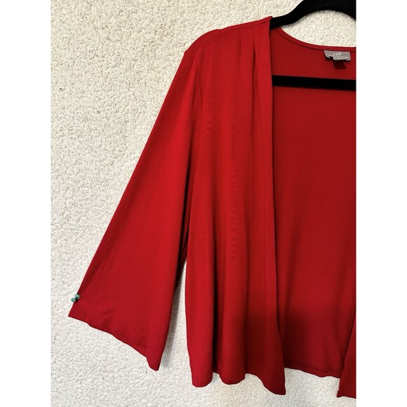 J. Jill‎ Wearever Collection Open Front Shawl Cardigan Sweater Large Red - Picture 3 of 11